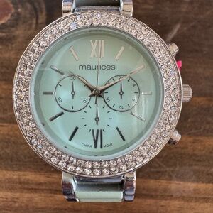 Maurices Mint and Silver Chronograph Watch